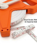 Pro Grade Fiberglass Tape Measure Half Inch By One Hundred Foot Open Reel Dual Sided For Inches And Feet With Ergonomic Grip