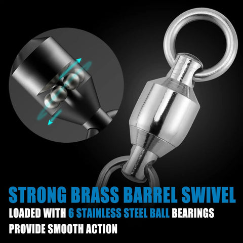 20 Pack Ball Bearing Snaps Swivels Duo Lock Pro Grade Stainless Steel Fishing Tackle Connectors For Saltwater And Freshwater Leader Lines Lures Quick Change And Smooth Operation, brass barrel swivel with steel bearings