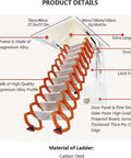 Electric Pull Down Attic Ladder With Remote Control Telescopic Retractable Loft Staircase features titanium-magnesium alloy and strong springs.