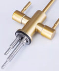 YHdtUO Filter Brushed Gold Water Purifier Double Outlet Single Cooling Stainless Steel Kitchen Faucet with dual outlets.