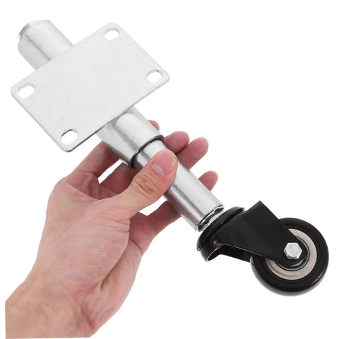 Heavy Duty Spring Loaded Gate Roller Caster for Smooth Sliding Fence Wheels, hand-held, metal and rubber construction.