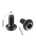 Premium M2x4mm Button Head Hex Socket Screws Black 100 Piece Set High Strength Grade 10.9 Alloy Steel Metric Bolts For CNC Machining Automotive Builds, showing two screws with measurements.