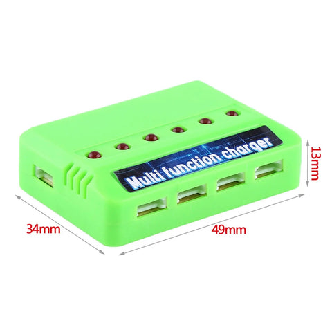 Green 6 In 1 Drone Battery Charger For X5C RC LiPo Batteries With Overcharge Protection, Multi Port Charger Station