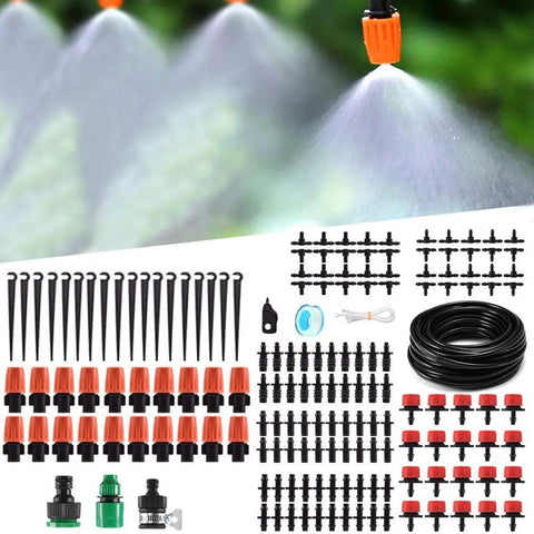 50 Foot Automatic Drip Irrigation System Kit For Garden And Greenhouse With Quarter Inch Tubing Atomizing Nozzle Mister