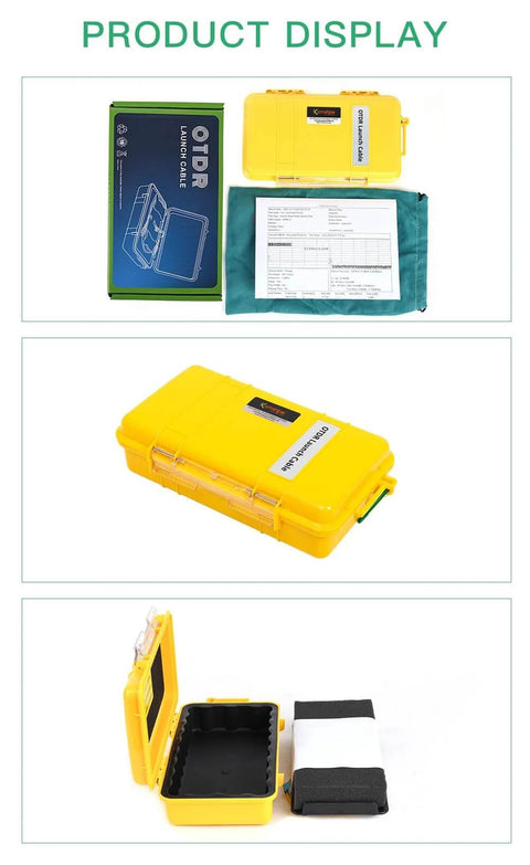 OTDR Extension Cable 500m Kit With SC APC And LC APC Connectors Single Mode shown with packaging and protective case