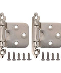 Self Closing Spring Cabinet Door Hinges with Screws Overlay Flush Hinge Set 2 Pieces Silver Finish for Kitchen and Bathroom Cabinets