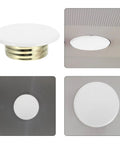 Slick White Iron Fire Sprinkler Covers 2 Pack Discreet Ceiling Plates with smooth round design and brass base.