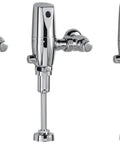 Touchless Urinal Flush Valve With Smart Auto Sensor Slick Polished Chrome Battery Powered 0.125 GPF Self Cleaning Piston pack of three