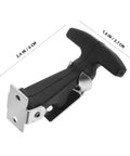 5 Pack Flexible Rubber T-Handle Draw Latches With Hood Lock, angled view showing dimensions, heavy-duty rubber construction