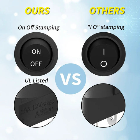 Comparison between 10 Pack Round Rocker Switch 12V On Off DC 2 Pin SPST Toggle Switch and other switch types