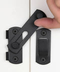 Four Pack Matte Black Stainless Steel Barn Door Latches 2.75 Inch By 2.02 Inch Built To Last Heavy Duty Flip Bi Fold Sliding Door Lock in use
