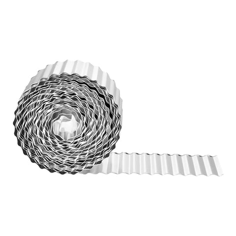 Heavy Duty Galvanized Steel Landscape Edging 50 Ft By 6 In Flexible Metal Border rolled up on white background
