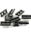 DIP IC Socket 2x8 Dual Row 16-Pin Soldering Socket, 2.54mm Pitch, rugged black and silver plug-and-play adapter pack of 10