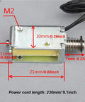 12V DC Micro Push Pull Solenoid Actuator With 4mm Stroke showing size dimensions for linear motion in automation projects