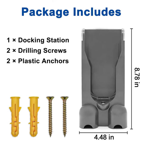 Cordless V10 Vacuum Docking Station Wall Mount Kit With Easy Install Bracket Holder Replacement Part 969042-01 package includes screws and anchors.