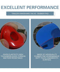 Close-up of red and blue rubber pad for trailer handshake valve showing elasticity and fine workmanship.