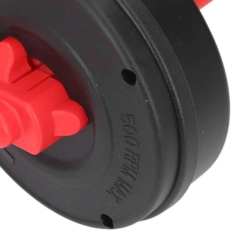 65 Manganese Steel Drain Auger Heavy Duty Pipe Snake Kick Butt On Stubborn Clog Flexes Around Bend Inside Kitchen Sink Bathroom Toilet Restores Flow To One Half To Three Inch ABS close-up of handle with red grips.
