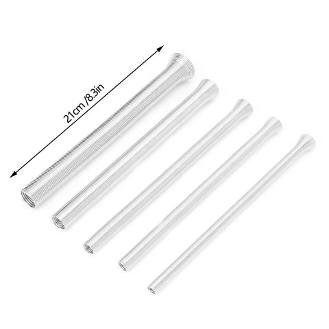 Image of Fafeicy 5 Pcs Spring Tube Bender Set Steel Pipe Bending Tool, showing five steel springs sized for 1/4 inch to 5/8 inch tubing.