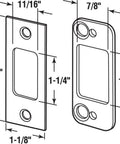 Dimensions diagram of Heavy Duty Tough As Nails Bronze Finish Steel Security Deadbolt Door Lock Strike With Dual Plates 11/16 By 1-1/4 Inch