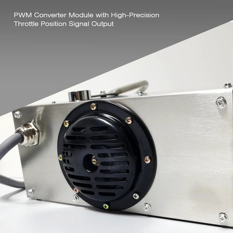 PWM converter module with high-precision throttle position signal output, featuring a black circular component.