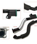 Upgrade Your Ride With This PCV Valve Engine Crankcase Vent Oil Separator Breather Hose Kit For Audi A3 A4 A5 Q5 TT And VW Beetle CC Jetta Passat Tiguan Replacement 06H103495AB 06H103495AH 06H103495B showing parts and dimensions