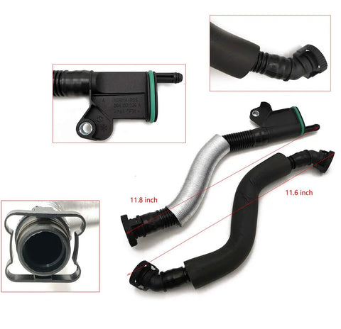 Upgrade Your Ride With This PCV Valve Engine Crankcase Vent Oil Separator Breather Hose Kit For Audi A3 A4 A5 Q5 TT And VW Beetle CC Jetta Passat Tiguan Replacement 06H103495AB 06H103495AH 06H103495B showing parts and dimensions