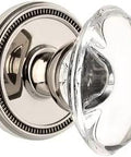 Provence Crystal Privacy Door Knob Set With Soleil Rosette In Polished Nickel, Solid Forged Brass, 2.375 Backset, Hand Assembled