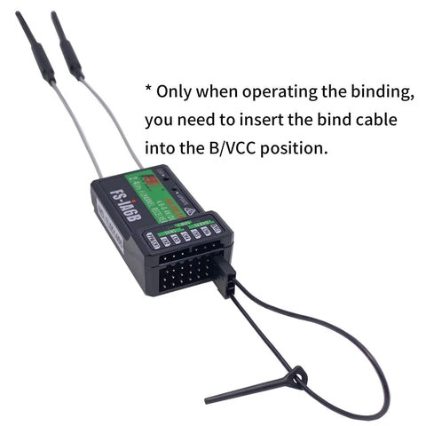 Six Channel 2.4GHz AFHDS2A Receiver With Dual Antennas For RC Gear, Compatible With I6 Series Transmitters and binding cable