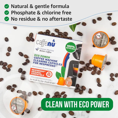 Nespresso Compatible Cleaning Pods, Five Cleaner Capsules To Boost Coffee Flavor, For OriginalLine Machines, packaging with pods