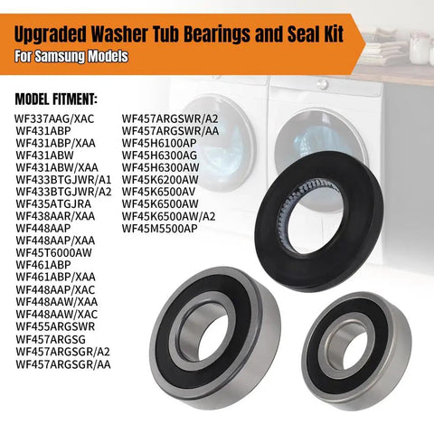 Upgraded Washer Tub Bearings And Seal Kit For Samsung Dc6200156a Heavy Duty Repair Parts featuring bearings and seal components.