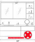 Top view dimensions of Modern Wall Floating Bathroom Vanity With Integrated Makeup Station And Deep Drawers Delivers A Slick Vibe And Hassle Free Storage For Any Tight Space.