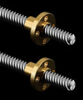Beefy 8mm Lead Screw 350mm Long With Brass Nut Twin Pack For 3D Printer Z Axis CNC, T8 X 8 Thread, 2mm Pitch, 8mm Lead, Four Starts