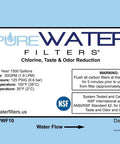 Label of Filtered Water Refill Kit For Keurig Home Brewers, showing flow info, certification, and Made in USA text, NSF logo visible.