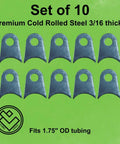 Suspension Tabs Set Of 10 For Roll Cage Radius And Crawler Radius, Heavy Duty Metal Tabs For Seat Belts, Chassis Mounts, Hot Rod And Street Rod Builds, 3/16 steel, 1.75 OD tubing