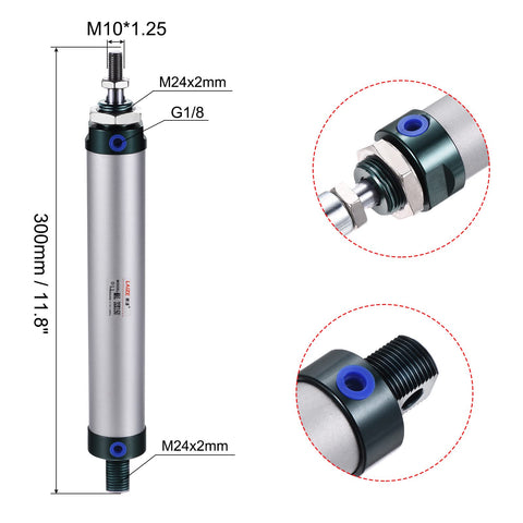 Pneumatic Air Cylinder Double Action MAL32X150 32mm Bore 150mm Stroke with Y Connector and Quick Fittings, aluminum body