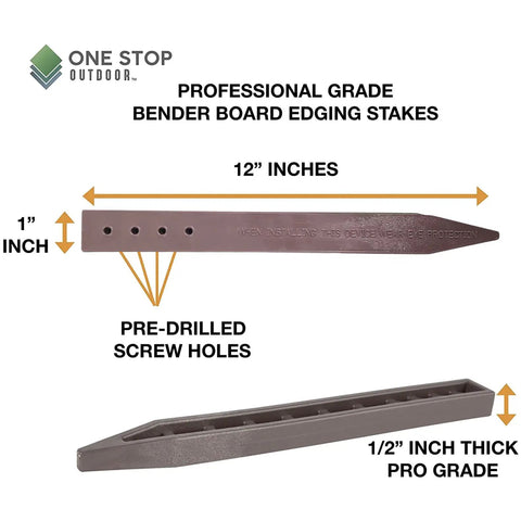 Heavy Duty Brown Landscape Border Edging Stakes 20 Pack For Lawn And Garden Easy Install For Terrace And Bender Board Edging