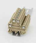 Top Tier Din Rail Wire Jumpers Solid Fit For Dk4q35 And Dk4qv35 Terminal Blocks showcasing beige solid connector and mounting rail.