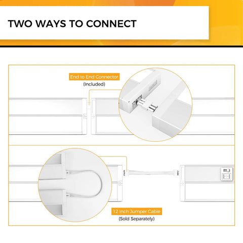 Connection options for 22 Inch Under Cabinet Lighting You Can Hardwire Or Plug In Five Color Temperatures From 2700K To 5000K