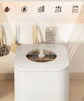 Compact Automatic Countertop Dishwasher With Smart Quick Dry And Sleek Led Touchscreen, showing control panel and dish prep area.