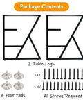 3-Tier Metal Table Legs Set Of 2, Beefy Black Steel Desk And Dining Table Legs, 28 Inch Tall By 24 Inch Wide, K-Shaped Industrial Modern