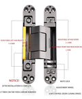 Heavy Duty Hidden Hydraulic Hinge Buffer Boasts Butter Smooth Auto Close With Smart 3D Cross Adjustment For Totally Hassle Free Door Install In Crisp White - adjustable features and components visible.