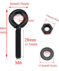 Beefy Heavy Duty Eye Bolts With Nuts And Washers 1/4 Inch By 1.18 Inch showing dimensions and sizes for lifting and securing