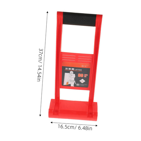 Heavy Duty Plasterboard Lifter With Non Slip Handles For Easy Drywall And Plywood Panel Handling Plus Ergonomic Design To Save Your Back From Labor displayed with measurements