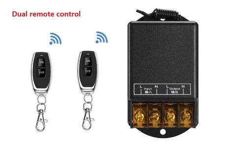 Smart Wireless RF Remote Control Switch for Home Appliances and Lighting, 110V/120V/240V, 30A Relay, dual remotes, black