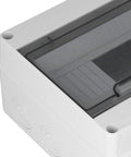 Close-up of Rugged Weatherproof Junction Box With Transparent Cover IP65 Sealed Electrical Enclosure for Outdoor Panels