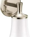 Flara 1-Light Dual Mount Bath Vanity Light With Frosted Glass In Polished Nickel Finish featuring quick-connect wiring