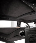 Installed black suede auto headliner fabric with foam backing, 120in × 60in for car/truck/SUV roof.