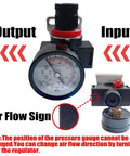 Three Eighth Inch NPT Air Pressure Regulator With Gauge 0 To 145 PSI For Compressor, High Flow 106 SCFM, showing input and output