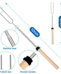 Telescoping skewer with wooden handle, part of 35 Piece Camping Kitchen Utensil Set Portable Outdoor Cooking Tools For Camping RV Backpacking And BBQ Complete Camp Kitchen Gear With Carry Bag Grilling Tools And Cooking Accessories.