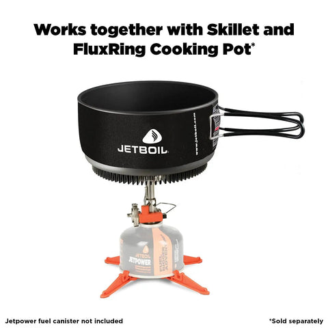 Ultralight Camping Stove That Boils Water In About 3 Minutes with FluxRing cooking pot and skillet setup